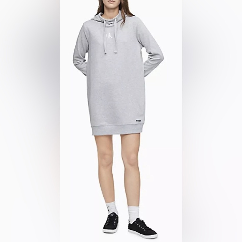 NWT!!Calvin Klein Small  Monogram Logo Hoodie Dress SZ US M